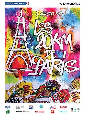 Comme le montre l'affiche de cette année, le thème des 20 km de Paris est le street art.